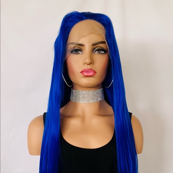 Gorgeous 28” Royal Blue 13x2.5 Versatile Lace Front Premium Fiber Wig - Picture 10 of 13